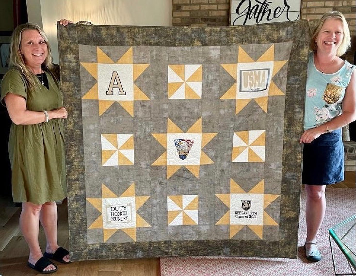 West Point Army A - Quilt Block - For Quilts or Decorator Pillows