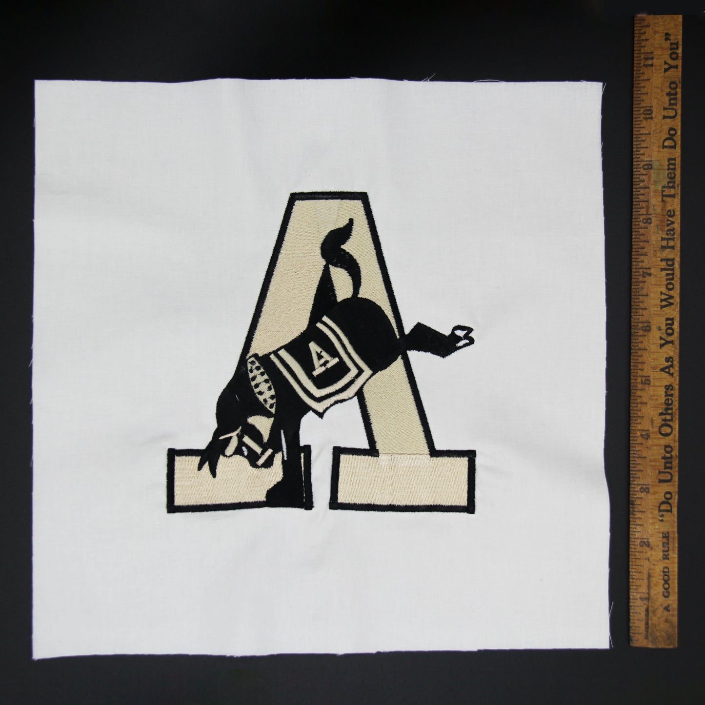 West Point Old School Army A with Mule- Quilt Block - For Quilts or Decorator Pillows