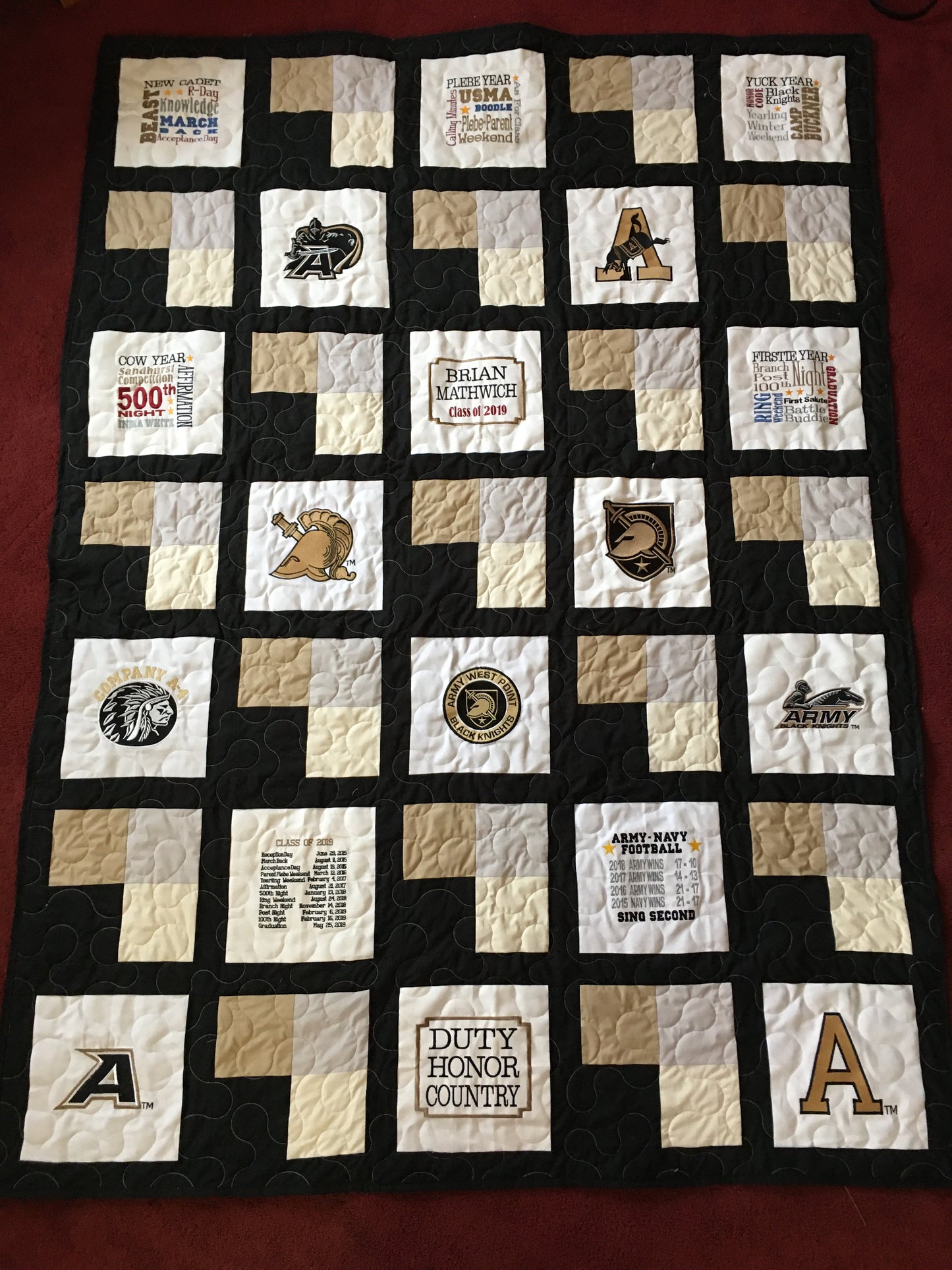 West Point Cow Year - Quilt Block - For Quilts or Decorator Pillows