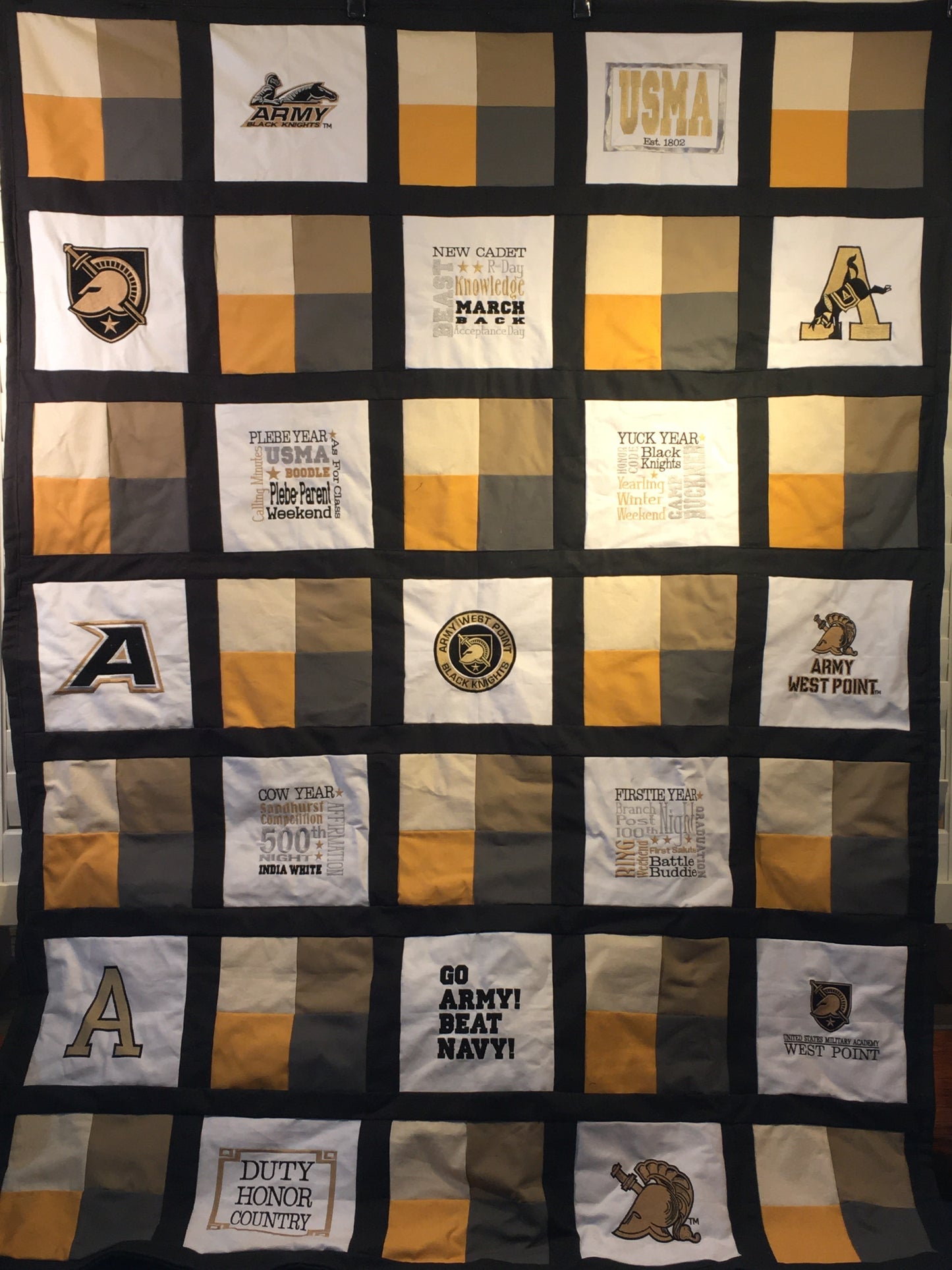West Point Plebe Year - Quilt Block - For Quilts or Decorator Pillows